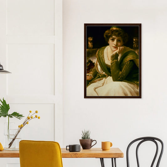 Desdémone de Frederic Leighton, œuvre académique reproduite sur toile avec cadre en bois foncé, pour décoration murale.