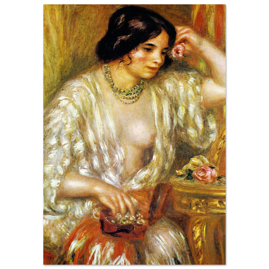 Gabrielle aux bijoux de Pierre-Auguste Renoir, tableau et œuvre impressionniste représentant Gabrielle Renard parée de bijoux.