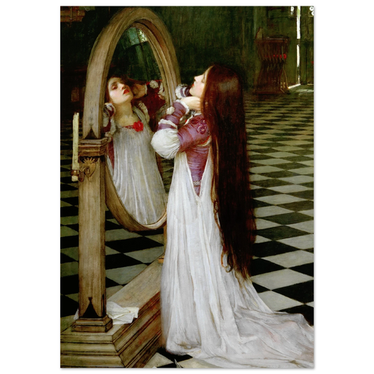 Mariana dans le Sud de John William Waterhouse, tableau et oeuvre preraphaelite representant Mariana agenouillee dans un interieur, inspiree de la poesie d’Alfred Tennyson.