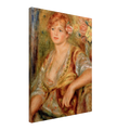 Blonde à la rose de Pierre-Auguste Renoir, œuvre impressionniste reproduite sur toile sans cadre, pour décoration murale.