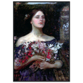 Cueillez les boutons de rose de John William Waterhouse, tableau et œuvre préraphaélite représentant une jeune femme cueillant des roses.