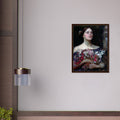 Cueillez les boutons de rose de John William Waterhouse, œuvre préraphaélite reproduite sur toile avec cadre en bois foncé, pour décoration murale.