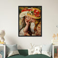 Deux jeunes filles lisant de Pierre-Auguste Renoir, œuvre impressionniste reproduite sur toile avec cadre noir, pour décoration murale.