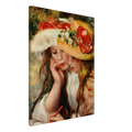 Deux jeunes filles lisant de Pierre-Auguste Renoir, œuvre impressionniste reproduite sur toile sans cadre, pour décoration murale.