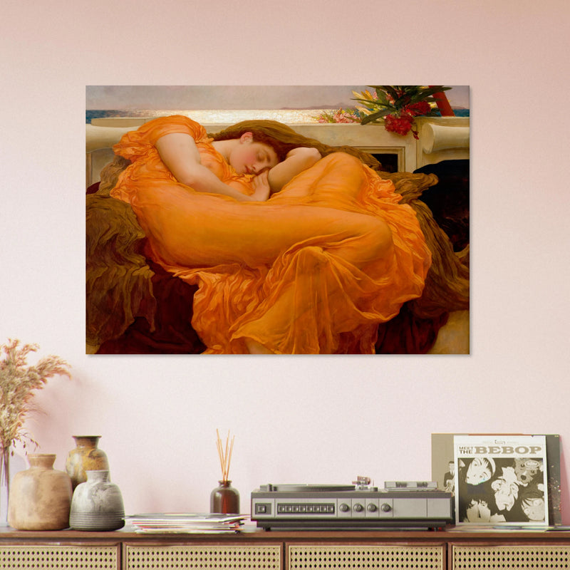 Flaming June de Frederic Leighton, œuvre académique reproduite sur poster d’art d’après le tableau original, pour décoration murale.