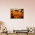 Flaming June de Frederic Leighton, œuvre académique reproduite sur toile avec cadre en bois clair, pour décoration murale.