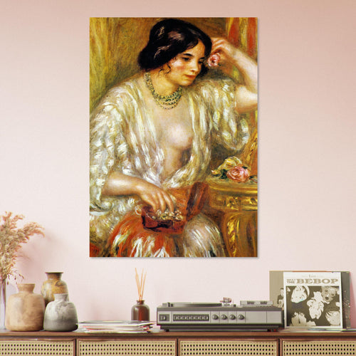 Gabrielle aux bijoux de Pierre-Auguste Renoir, œuvre impressionniste reproduite sur poster d’art d’après le tableau original, pour décoration murale.