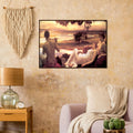 Idylle de Frederic Leighton, œuvre académique reproduite en poster d’art avec cadre en bois foncé, pour décoration murale.