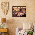 Idylle de Frederic Leighton, œuvre académique reproduite sur toile avec cadre en bois foncé, pour décoration murale.