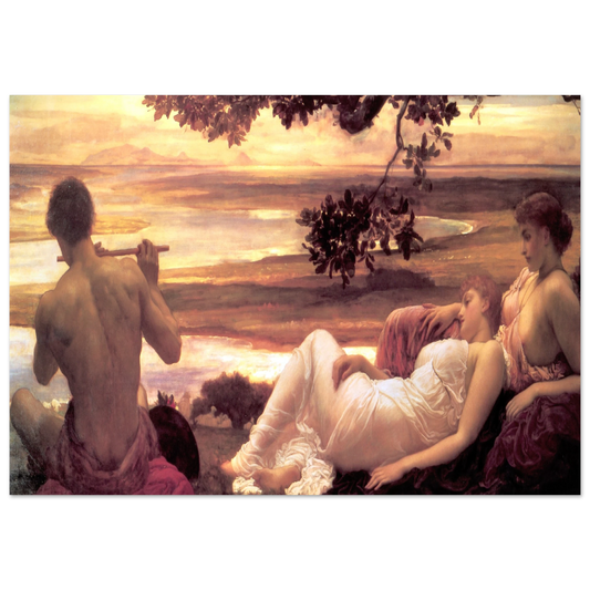 Idylle de Frederic Leighton, tableau et œuvre académique représentant deux jeunes femmes dans une scène contemplative.
