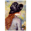 Jeune fille au bouquet de tulipes de Pierre-Auguste Renoir, tableau et oeuvre impressionniste representant une jeune femme tenant un bouquet de tulipes.
