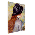Jeune fille au bouquet de tulipes de Pierre-Auguste Renoir, oeuvre impressionniste reproduite sur toile sans cadre, pour decoration murale.