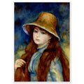 Jeune fille au chapeau de paille de Pierre-Auguste Renoir, tableau et œuvre impressionniste représentant le portrait d’une jeune femme coiffée d’un chapeau de paille.