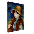 Jeune fille au chapeau de paille de Pierre-Auguste Renoir, œuvre impressionniste reproduite sur toile sans cadre, pour décoration murale.