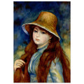 Jeune fille au chapeau de paille de Pierre-Auguste Renoir, tableau et œuvre impressionniste représentant le portrait d’une jeune femme coiffée d’un chapeau de paille.