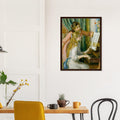 Jeunes filles au piano de Pierre-Auguste Renoir, œuvre impressionniste reproduite sur toile avec cadre en bois foncé, pour décoration murale.
