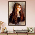 Julie Manet de Pierre-Auguste Renoir, oeuvre impressionniste reproduite en poster d'art avec cadre en bois fonce, pour decoration murale.