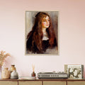 Julie Manet de Pierre-Auguste Renoir, oeuvre impressionniste reproduite sur toile avec cadre en bois clair, pour decoration murale.