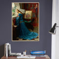 La Belle Rosamonde de John William Waterhouse, œuvre préraphaélite reproduite en poster d’art avec cadre en bois clair, pour décoration murale.