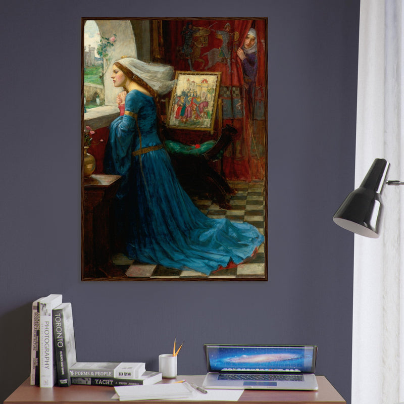 La Belle Rosamonde de John William Waterhouse, œuvre préraphaélite reproduite en poster d’art avec cadre en bois foncé, pour décoration murale.