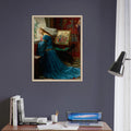 La Belle Rosamonde de John William Waterhouse, œuvre préraphaélite reproduite sur toile avec cadre en bois clair, pour décoration murale.