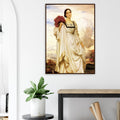 La Comtesse de Brownlow de Frederic Leighton, œuvre académique reproduite en poster d’art avec cadre en bois foncé, pour décoration murale.