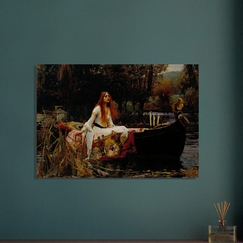 La Dame de Shalott de John William Waterhouse, œuvre préraphaélite reproduite sur poster d’art d’après le tableau original, pour décoration murale.