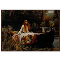 La Dame de Shalott de John William Waterhouse, tableau et œuvre préraphaélite représentant l’héroïne de Tennyson dans une barque sur la rivière.