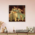 La Leçon de musique de Frederic Leighton, œuvre académique reproduite en poster d’art avec cadre blanc, pour décoration murale.