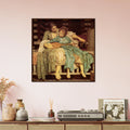 La Leçon de musique de Frederic Leighton, œuvre académique reproduite en poster d’art avec cadre en bois foncé, pour décoration murale.