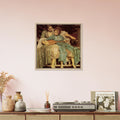 La Leçon de musique de Frederic Leighton, œuvre académique reproduite sur toile avec cadre en bois clair, pour décoration murale.
