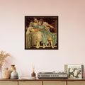 La Leçon de musique de Frederic Leighton, œuvre académique reproduite sur toile avec cadre en bois foncé, pour décoration murale.
