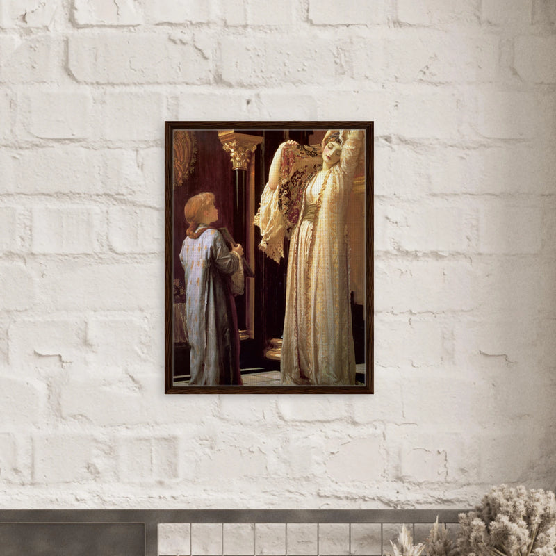 La Lumiere du harem de Frederic Leighton, oeuvre academique reproduite sur toile avec cadre en bois fonce, pour decoration murale.