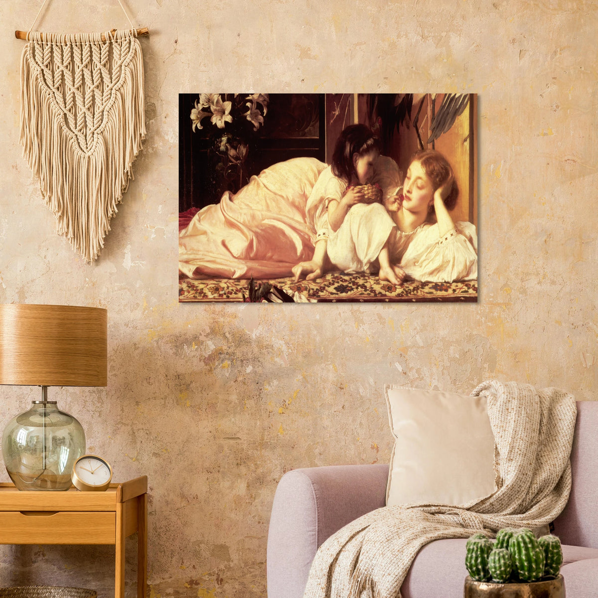 La Mere et l’Enfant de Frederic Leighton, oeuvre academique reproduite sur poster d’art d’apres le tableau original, pour decoration murale.