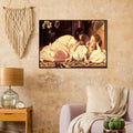 La Mere et l’Enfant de Frederic Leighton, oeuvre academique reproduite en poster d’art avec cadre en bois fonce, pour decoration murale.