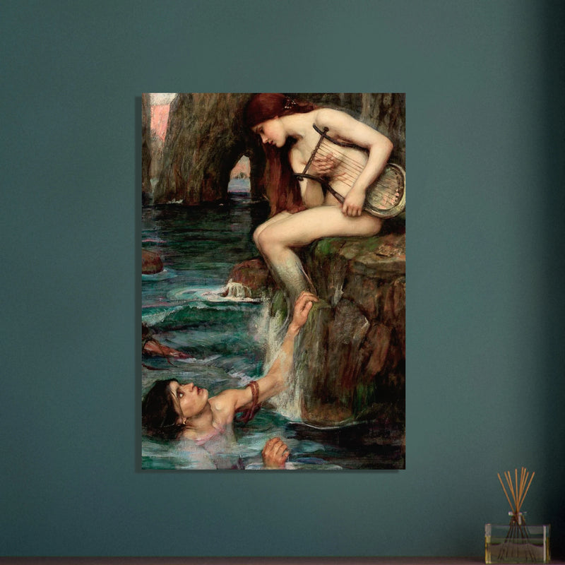 La Sirene de John William Waterhouse, oeuvre preraphaelite reproduite sur poster d’art d’apres le tableau original, pour decoration murale.
