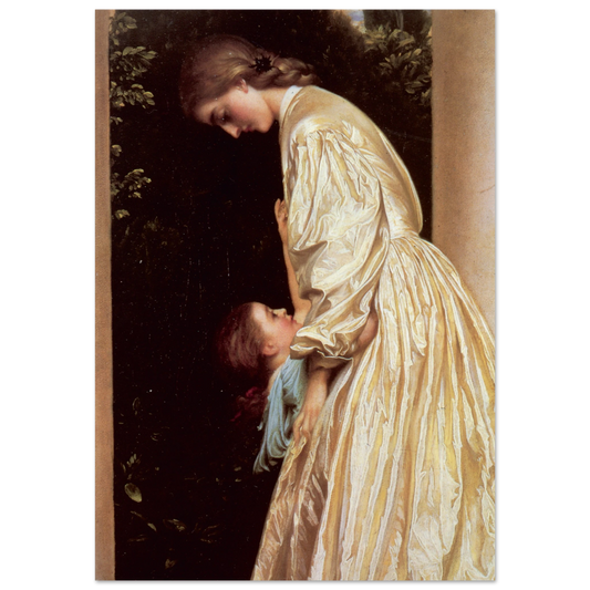 Les Soeurs de Frederic Leighton, tableau et oeuvre academique representant deux jeunes femmes reunies dans une scene intime et contemplative.