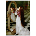 Mariana dans le Sud de John William Waterhouse, tableau et oeuvre preraphaelite representant Mariana agenouillee dans un interieur, inspiree de la poesie d’Alfred Tennyson.