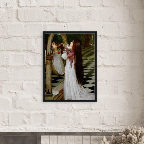Mariana dans le Sud de John William Waterhouse, oeuvre preraphaelite reproduite sur toile avec cadre noir, pour decoration murale.