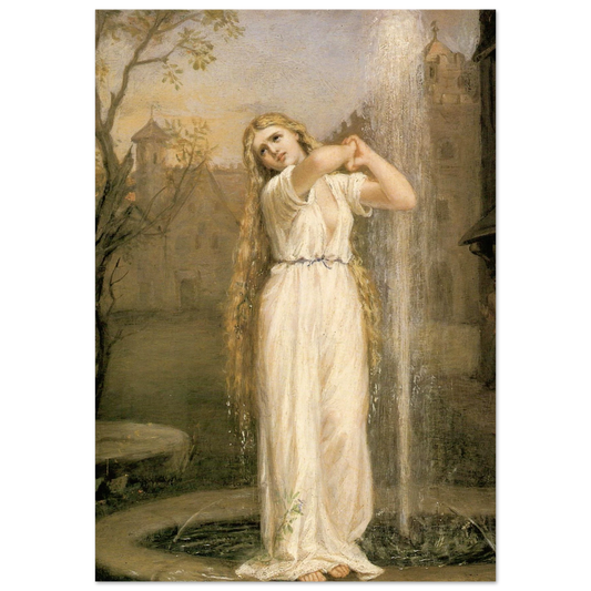 Ondine de John William Waterhouse, tableau et oeuvre preraphaelite representant une jeune femme associee a la figure mythologique de l’ondine.
