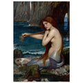Une Sirene de John William Waterhouse, tableau et oeuvre preraphaelite representant une sirene au bord de l’eau dans une scene mythologique.